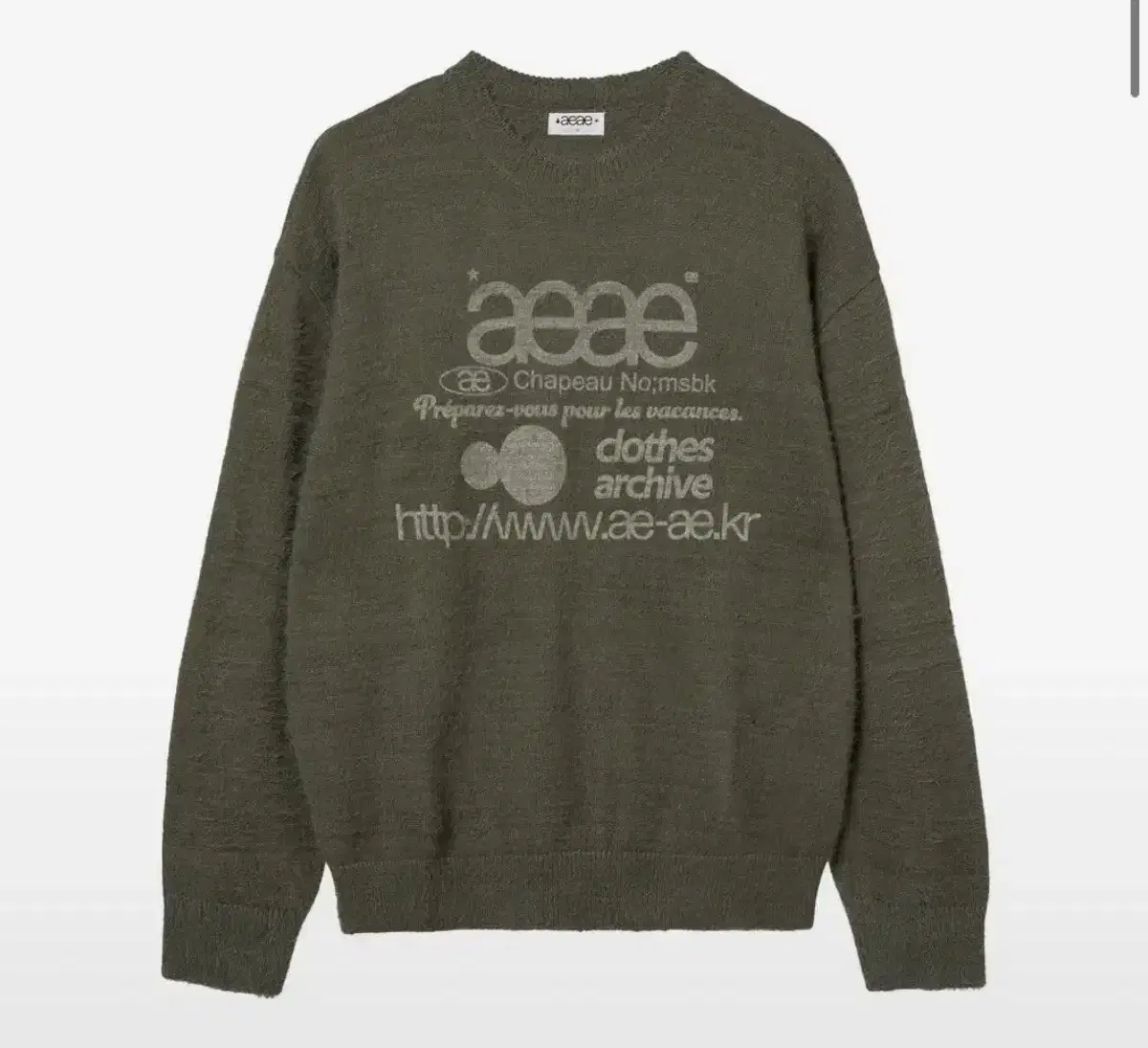 aeae 카키 니트 WEB LOGO HAIRY KNIT [KHAKI]